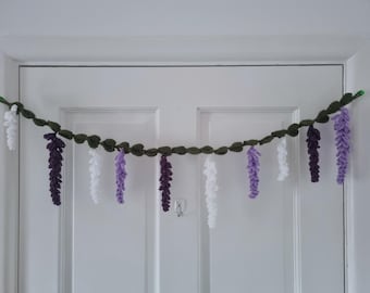 Crochet Wisteria Garland, Home Decor Flower Bunting