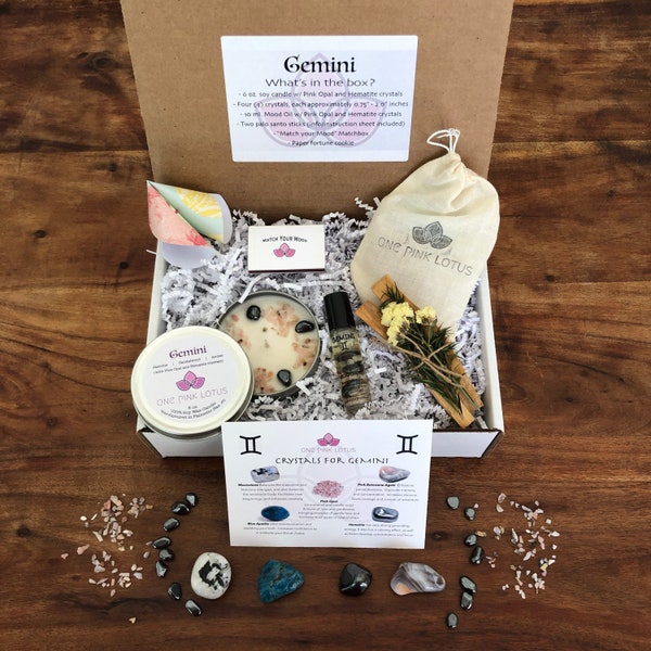 CAJA DE REGALO GÉMINIS - Kit de Astrología del Zodíaco, cumpleaños u ocasión especial