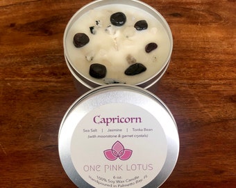 CAPRICORN Zodiac soy wax candle with crystals