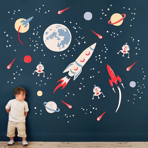 Space Rocket Fabric Wall Stickers