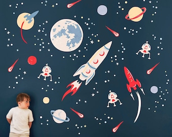 Pegatinas de pared de tela Space Rocket