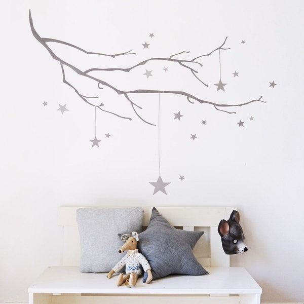 Winter Branch with Stars Fabric Wall Sticker