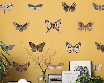 Vintage Butterfly Etching Peel and Stick Fabric Wall Stickers