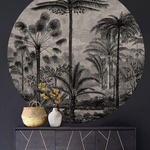 Palm Tree Etching Wall Circle image 3