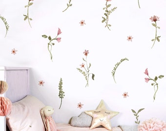 Flowers and Leaves Fabric Wall Stickers