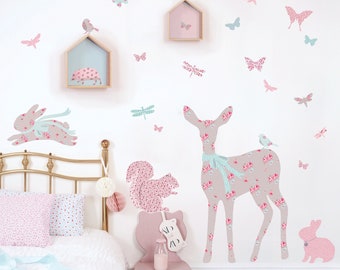 Fawn and Friends Wall Decals ~ Baby Deer and Woodland Animals Stickers