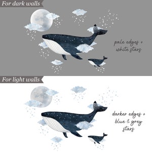 Whale with Moon and Clouds Fabric Wall Sticker image 3