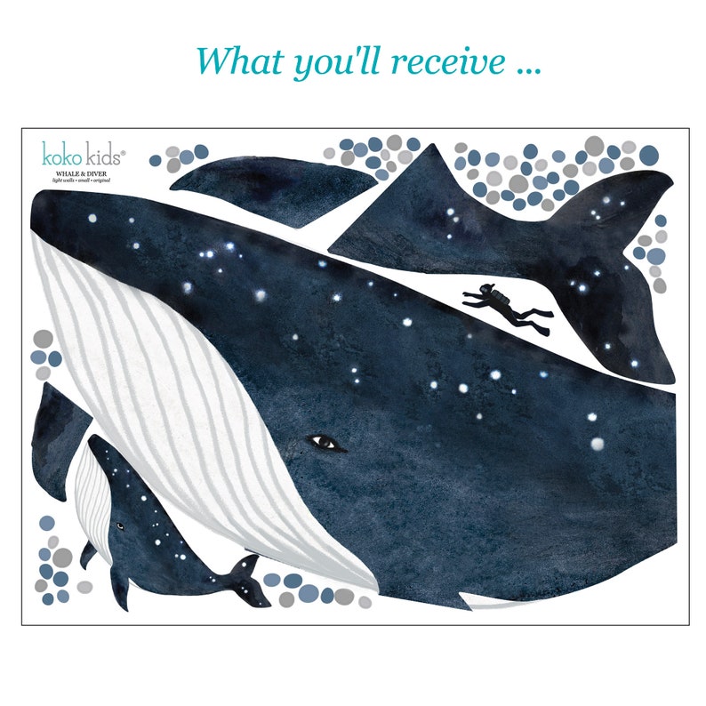 The Whale and the Diver Fabric Wall Sticker image 5