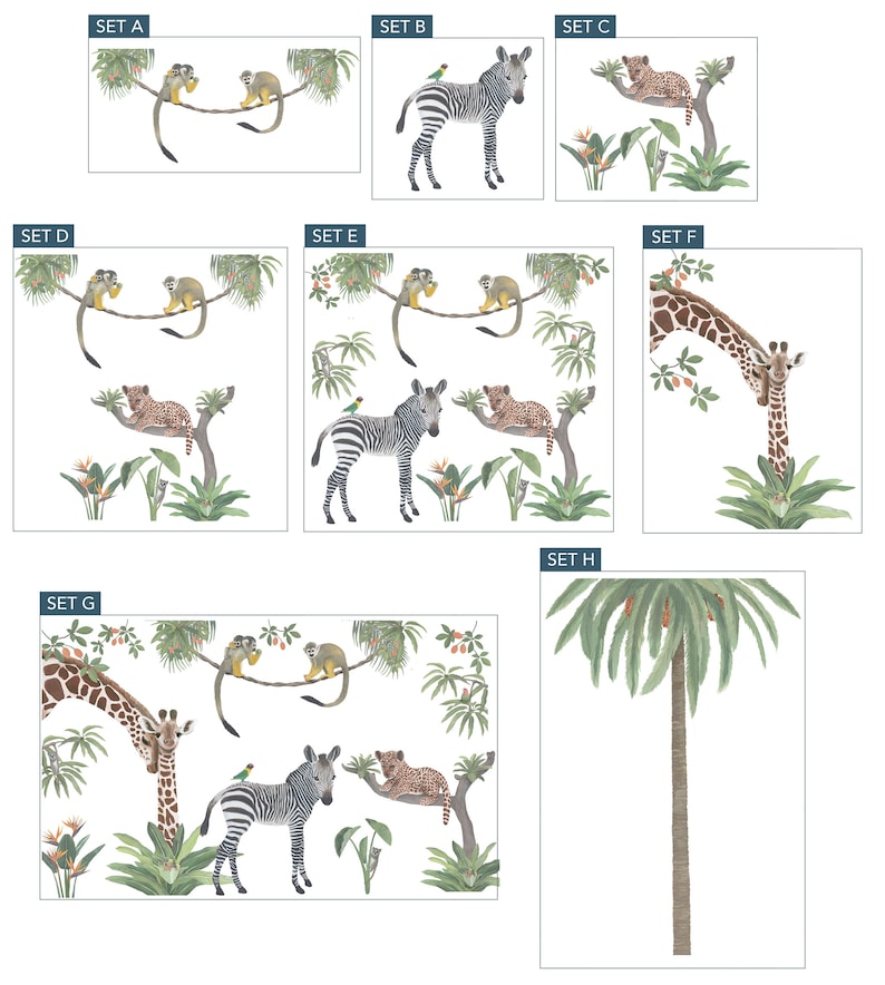 Safari Animals Fabric Wall Stickers Life-size Jungle Theme Wall Decals for Nurseries and Children's Rooms image 7