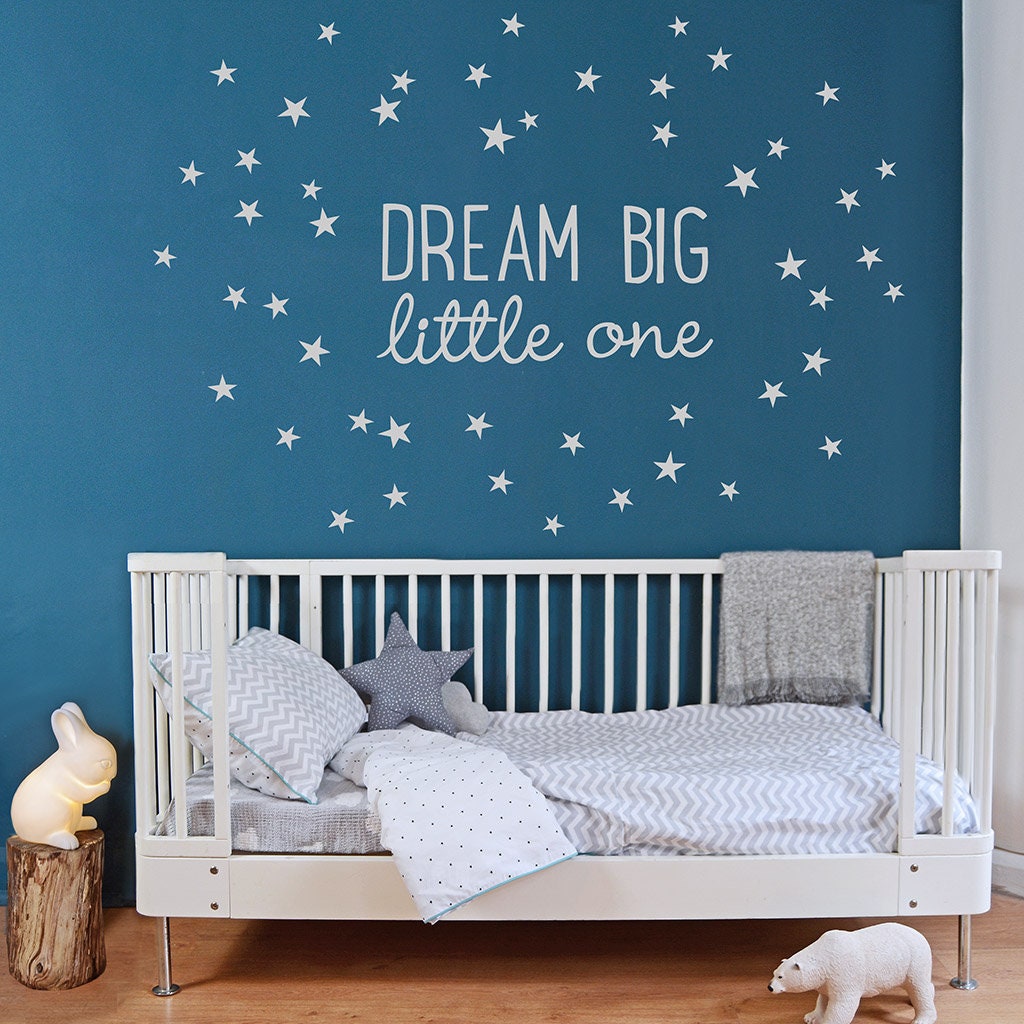 Vinilo decorativo Dream Big Little One Elefante, calcomanías de pared con  cita, decoración de pared de habitación de bebé, calcomanías de pared de