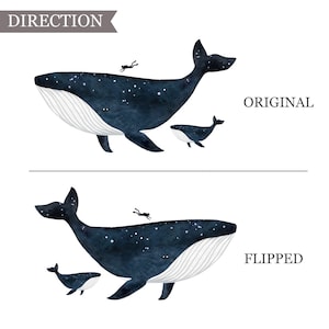 The Whale and the Diver Fabric Wall Sticker image 4