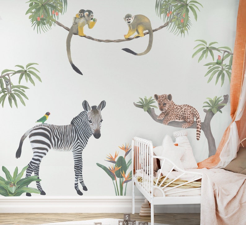 Safari Animals Fabric Wall Stickers Life-size Jungle Theme Wall Decals for Nurseries and Children's Rooms image 3