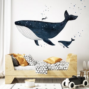 The Whale and the Diver Fabric Wall Sticker For light walls