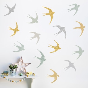 Birds in Flight Wall Stickers ~ Mustard and Mint