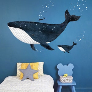 The Whale and the Diver Fabric Wall Sticker