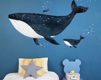The Whale and the Diver Fabric Wall Sticker
