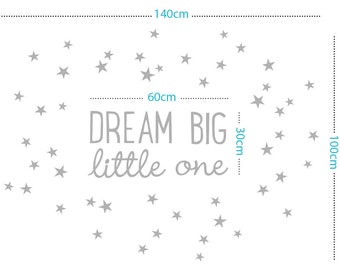 Dream Big Little One con stelle Adesivo da parete per cameretta, in