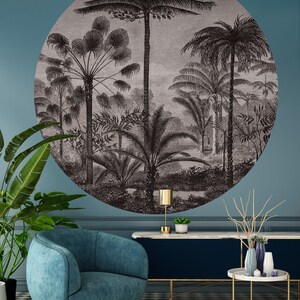 Palm Tree Etching Wall Circle image 2