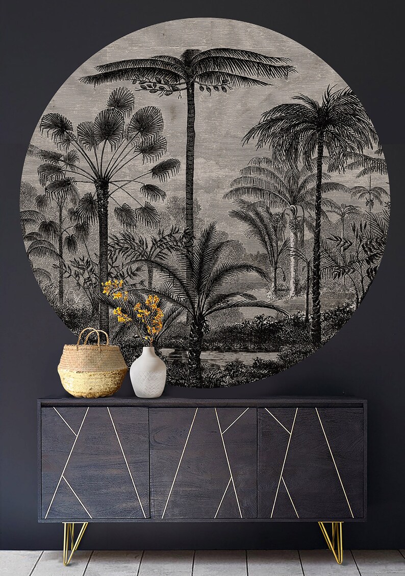 Palm Tree Etching Wall Circle image 3