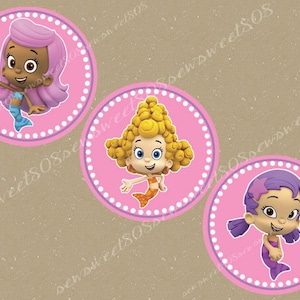 INSTANT DOWNLOAD Bubble Gup 2inch DIY Cupcake Toppers Printable