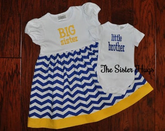 Big Sister Dress, Little Brother Bodysuit Set, Chevron Matching Outfits