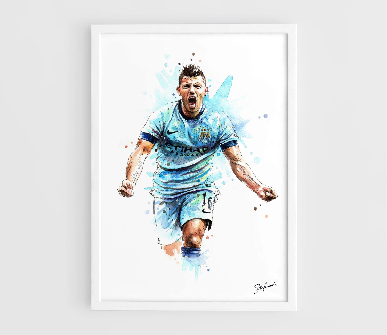 Sergio Kun Aguero Man City Wall Art Print Poster Of The Etsy