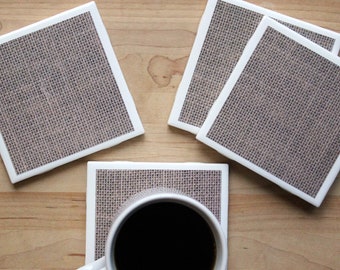 Tile Coaster - Coasters for Drinks - Coasters Tile - Burlap Coasters - Handmade Coasters - Coasters - Drink Coasters - Tile Coasters