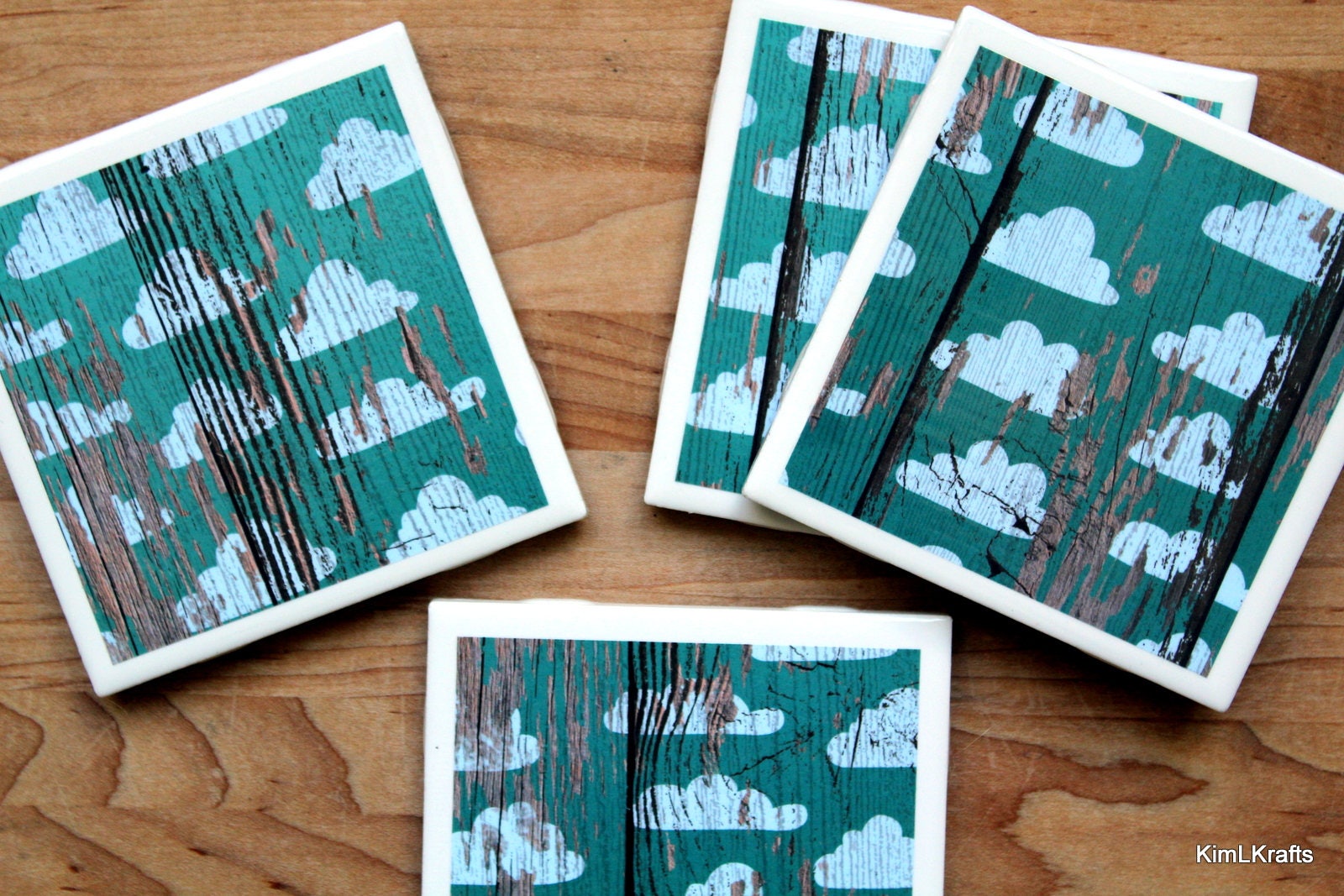 Coasters Tile Handmade Coasters Cloud Coasters Rustic Etsy