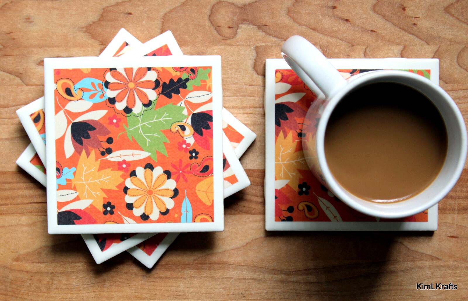 Tile Coasters Coasters for Drinks Coasters Tile Fall Etsy