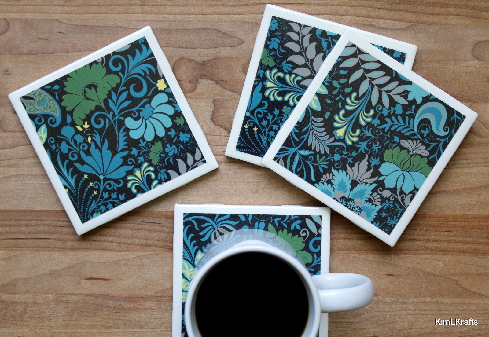 Coasters for Drinks Coasters Tile Turquoise Coasters Etsy