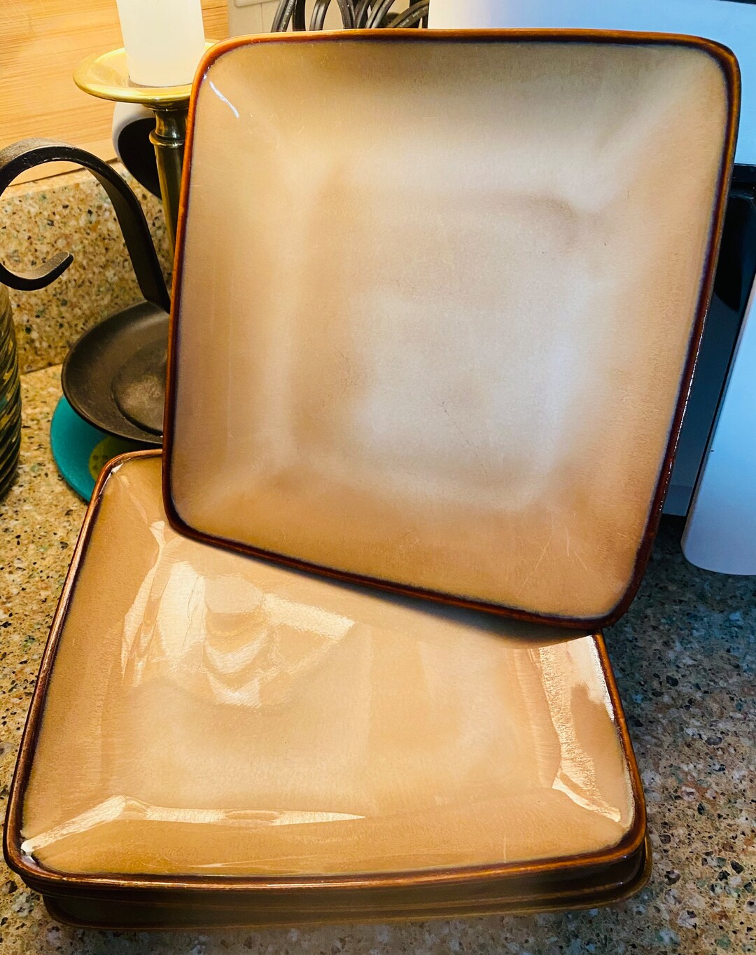 Sango Nova Brown Square Plates Etsy