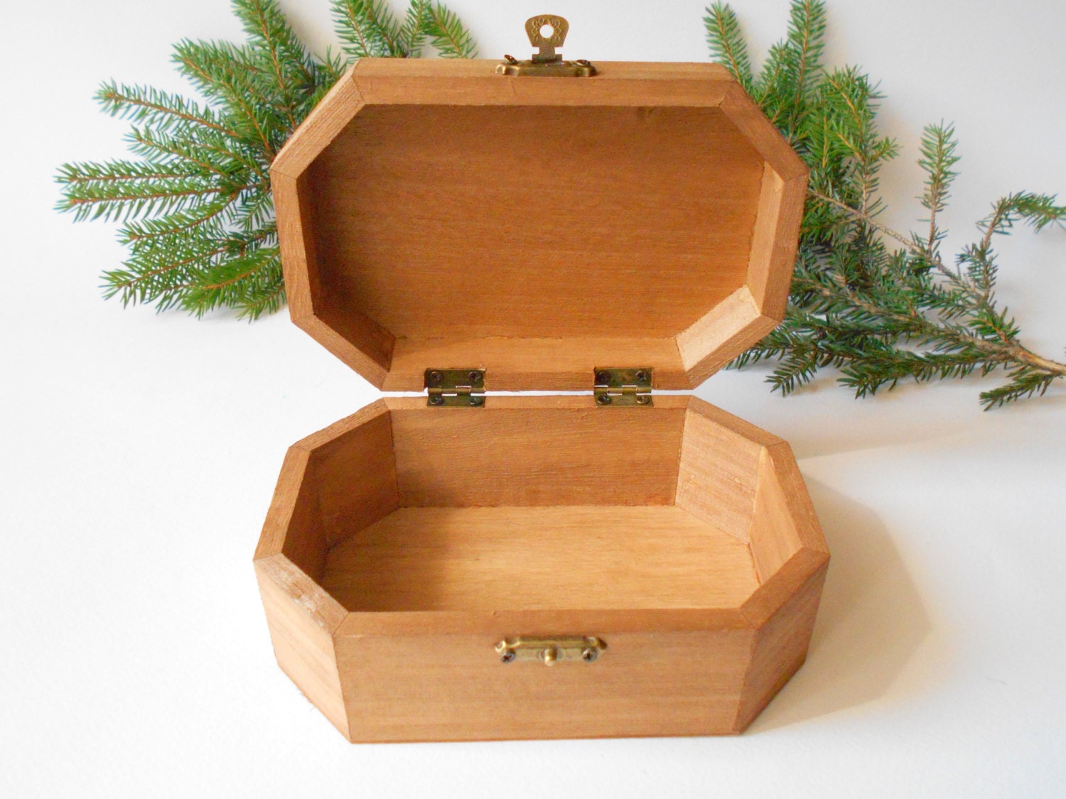 Wooden keepsake box large six side box unfinished wooden box Etsy