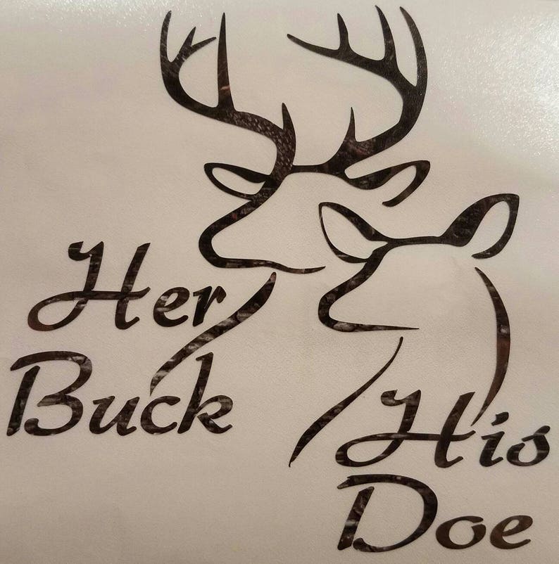 Camo Deer Her Buck His Doe Vinyl Car Decal YOU CHOOSE