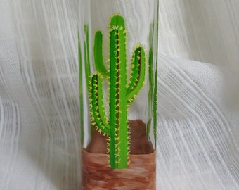 Dispenser bottle,Cactus,Southwest art,Soap,Oil,Vinegar,Painted glass bottle,Soap dispenser,Hand painted bottle,Decorated bottle