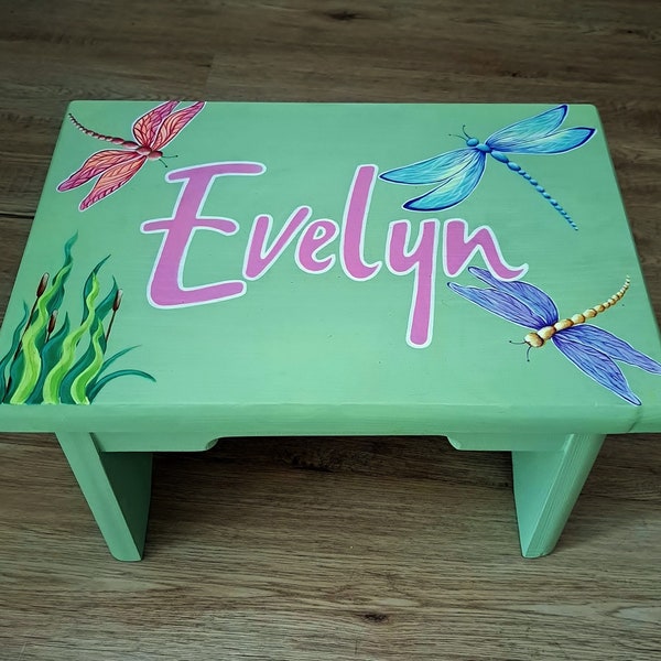 Step stool,Custom stool,Kids stool,Hand painted,Personalized stool,Wood foot stool,Toddler stool,Kids gift,Decorative stool,Foot stool