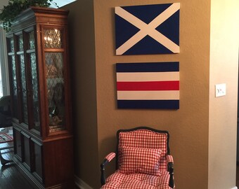 Hand painted signal flags,12&quot;x 12&quot; Canvas,Nautical letters,Nautical numbers,Signal flags,Nautical art,Canvas painting,Nautical wall art