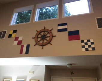 Nautical flags, 12"x 12" Canvas, Hand painted, Nautical letters, Signal flags, Nautical art, Flags, Canvas painting, Painted flags