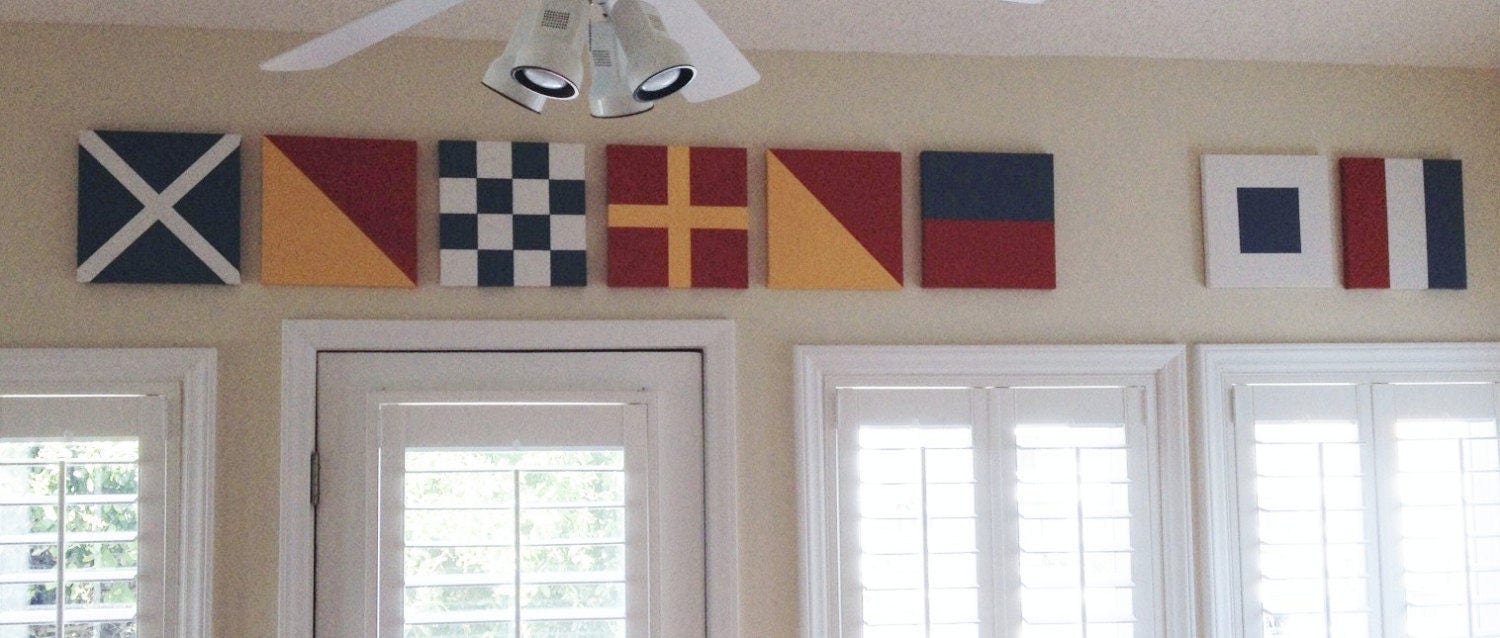 Nautical signal flags,10"x 10" Canvas,Hand painted canvas,Nautical letters,Nautical numbers,Signal flags,Coastal art,Coastl flags