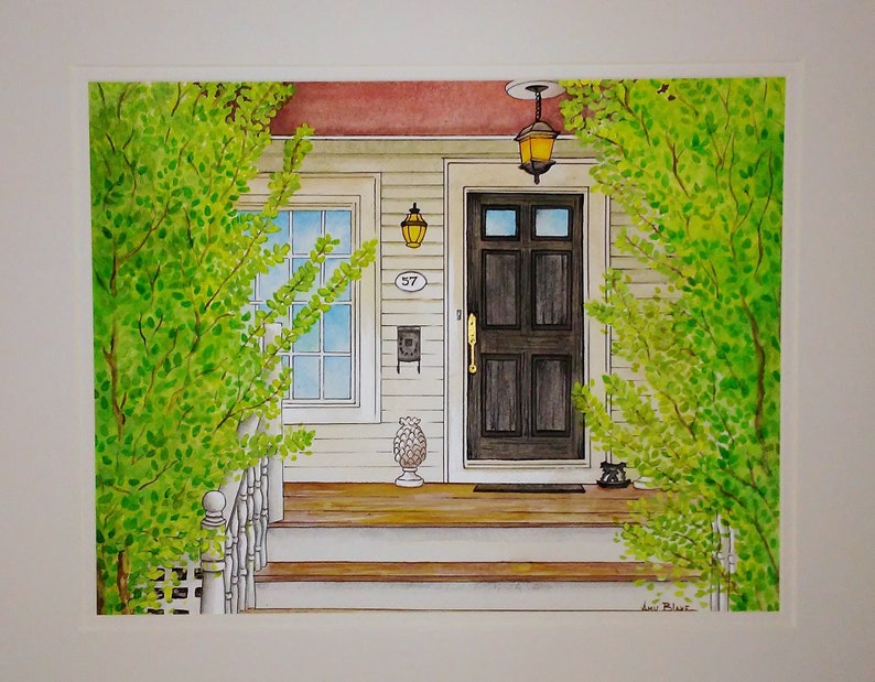 Hand painted house portrait,Custom home portrait,Real Estate closing gift,Housewarming gift,Hand drawn,Drawing of house,Home portrait,8x10 imagem 3