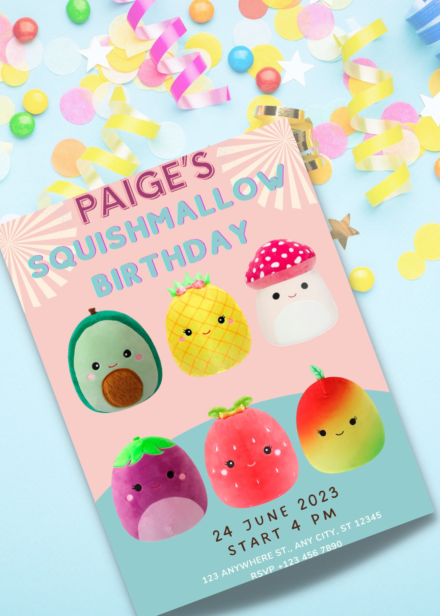 Squishmallow Party Digital Invites Printable Squishmallow - Etsy