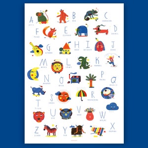 ABC Learning Poster (de), Montessori Education Poster, Print, Alphabet, For Preschool, Kindergarten, School Start, Learning Aid