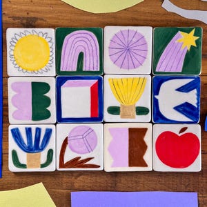 Jardin mini – Ceramic tiles mini, hand-painted, decoration, decorative tiles, art, mosaic, wall design, illustrated ceramics