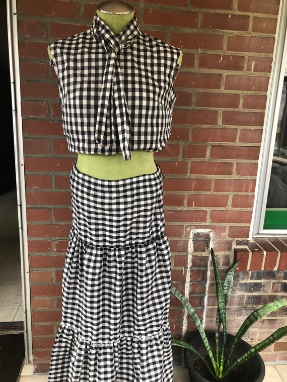Union-Made Gingham 2 Piece Tiered Skirt Set