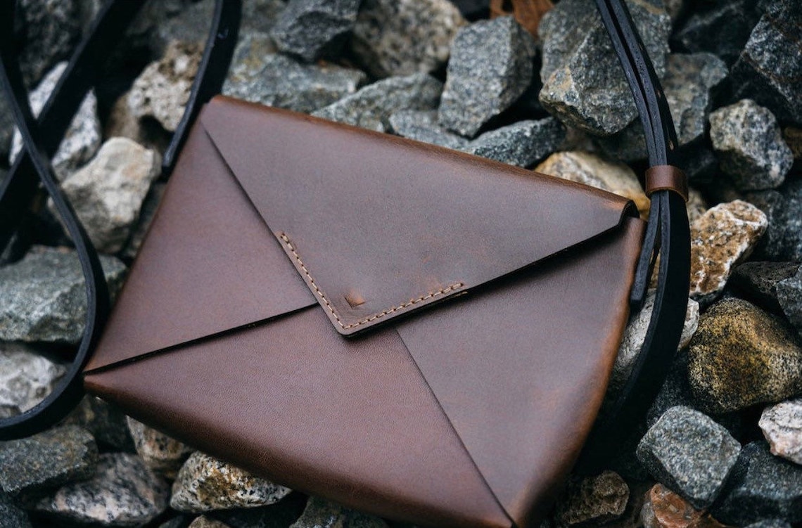 Handmade Leather Envelope Purse Etsy UK