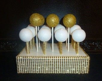 gold silver bling wedding cake pop stand rustic glam | Etsy