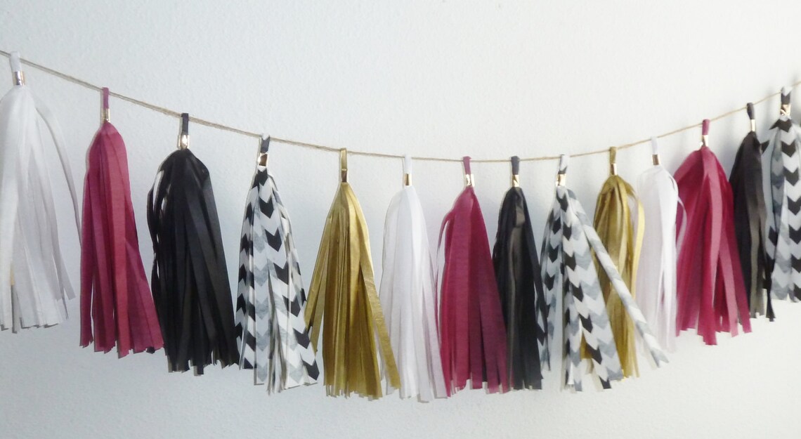 Maroon White Gold Tassel Garland Graduation Banner Black Etsy Canada