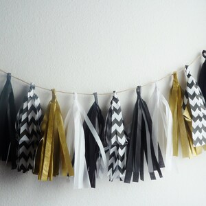 black gold graduation tassel garland chevron birthday party bridal baby shower glam banner custom school backdrop personalized grad decor image 2