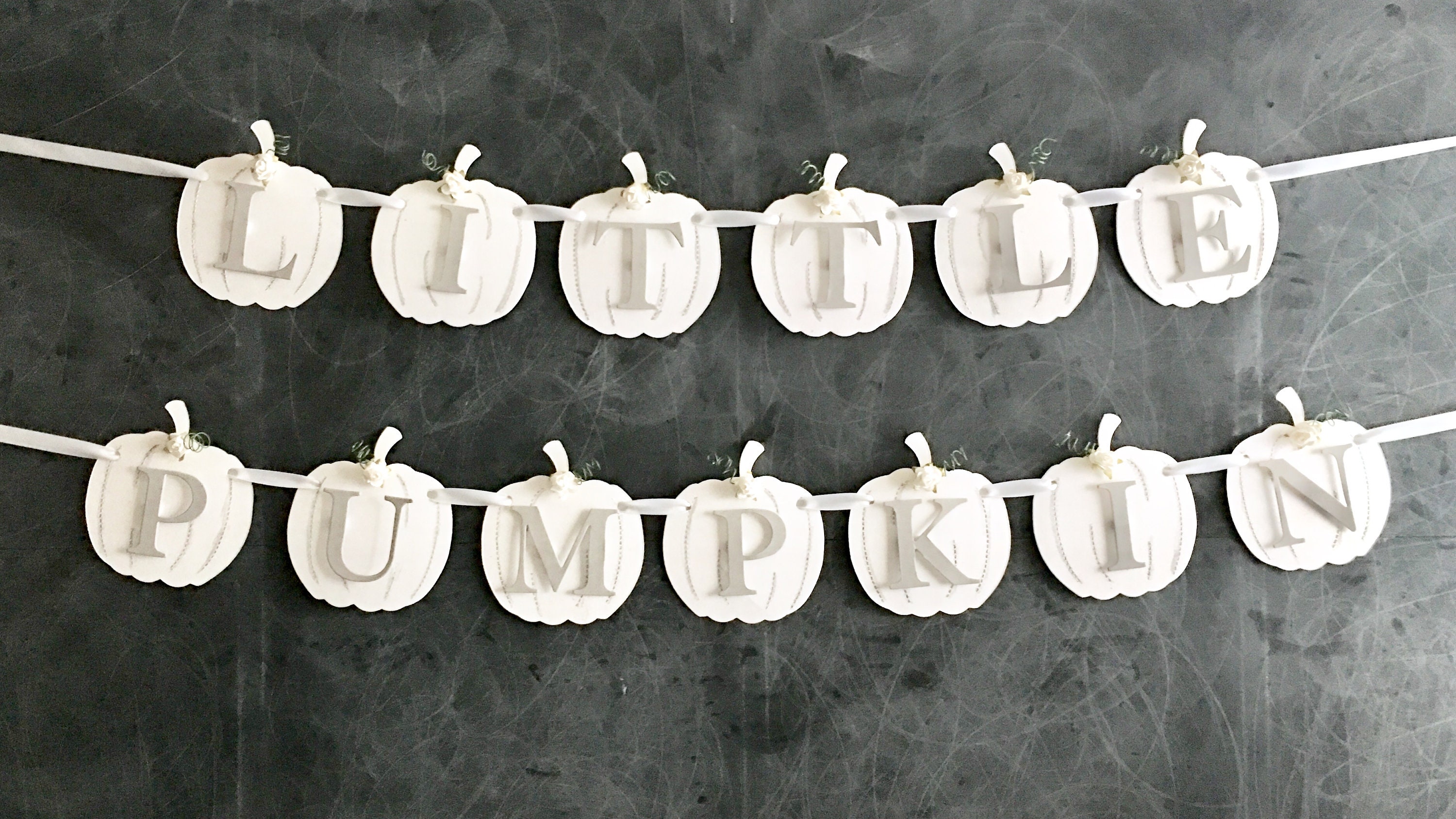 Neutral white floral little pumpkin banner boy fall first birthday ge…