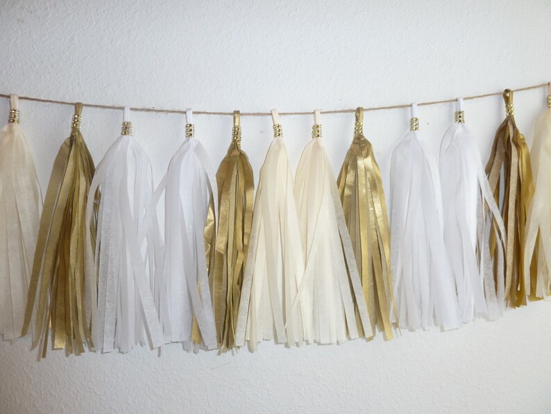 Gold white ivory bling tassel garland gold sparkle wedding Etsy