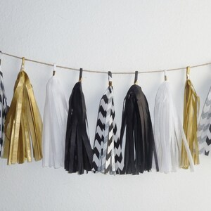 black gold graduation tassel garland chevron birthday party bridal baby shower glam banner custom school backdrop personalized grad decor image 5